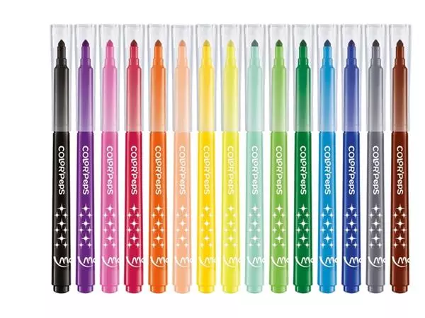 Een Viltstift Maped Color'Peps Long Life set á 15 kleuren koop je bij Unimark Office B.V.