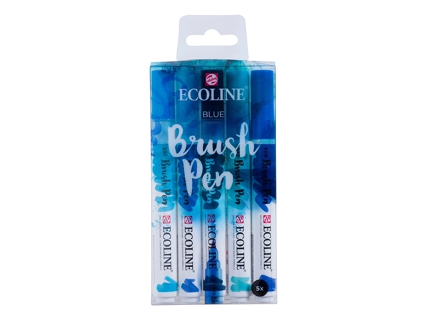 Een Brushpen Talens Ecoline set á 5 stuks blauw koop je bij NiceSupplies.nl