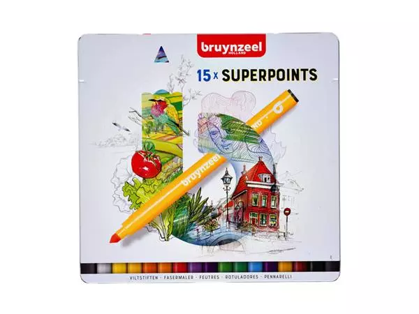 Een Viltstift Bruynzeel Expression super points blik à 15 stuks assorti koop je bij EconOffice