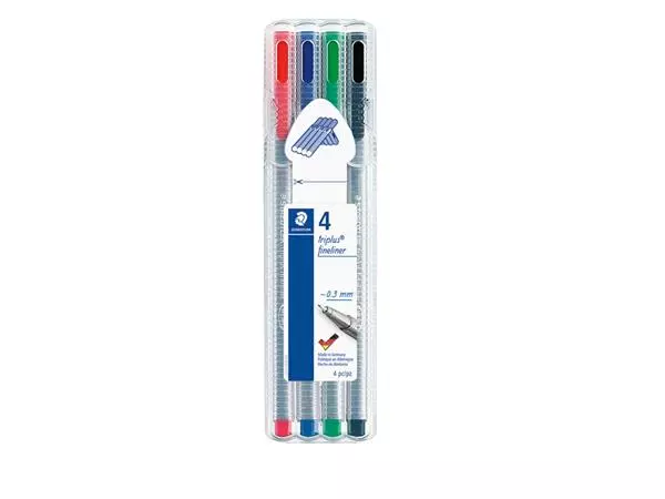 Een Fineliner Staedtler Triplus 334 assorti 0.3mm 4 stuks koop je bij Buro De Peuter