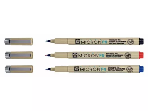 Een Fineliner Sakura pigma micron 0.4mm blister à 3 stuks assorti koop je bij NiceSupplies.nl