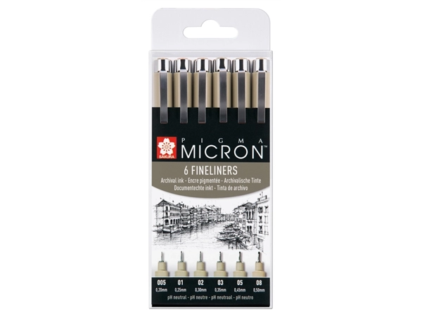 Een Fineliner Sakura pigma micron set 6stuks zwart koop je bij Omnia 4 Office