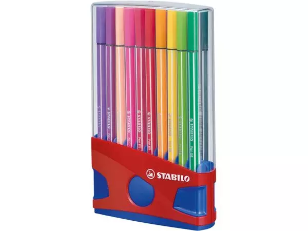 Een VILTSTIFT STABILO PEN 68/20 ROOD/BLAUW ETUI M 20ST koop je bij Kantoorvakhandel van der Heijde