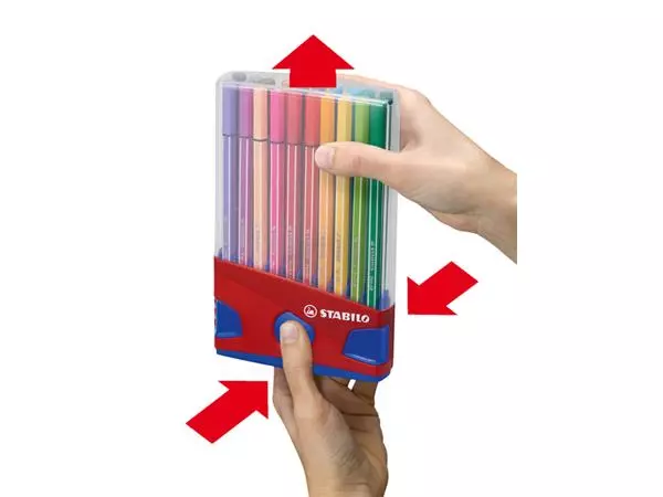 Een Viltstift STABILO Pen 68/20 ColorParade in rood/blauw etui medium assorti etui à 20 stuks koop je bij Buro De Peuter