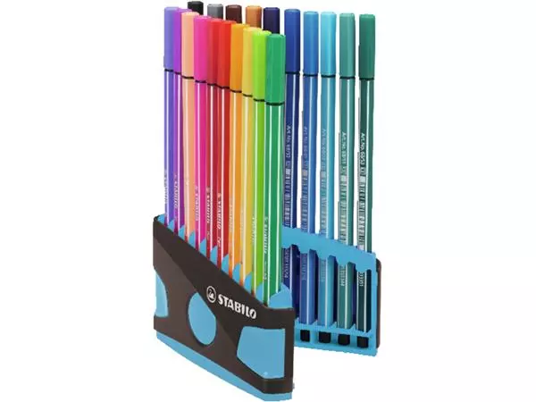 Een Viltstift STABILO Pen 68/20 ColorParade in antraciet/turquoise etui medium assorti etui à 20 stuks koop je bij Kantoorvakhandel van der Heijde