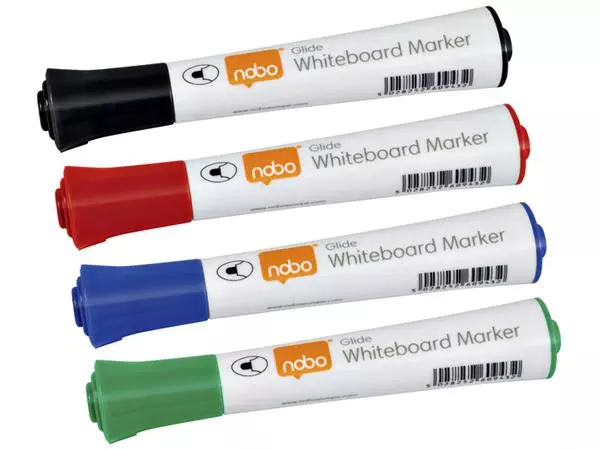 Een Viltstift Nobo whiteboard Glide rond assorti 3mm 4st koop je bij Van Leeuwen Boeken- en kantoorartikelen