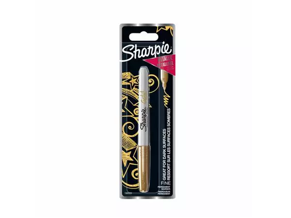 Een Viltstift Sharpie rond fijn metallic goud blister à 1 stuk koop je bij Buro De Peuter