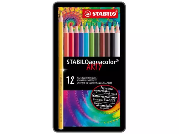 Een Kleurpotloden STABILO 1612 aquacolor assorti blik à 12 stuks koop je bij The Cartridge Company