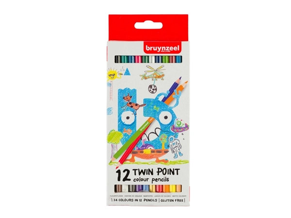 Een Kleurpotlood Bruynzeel Kids Twin Point blister à 12 stuks assorti koop je bij Buro De Peuter