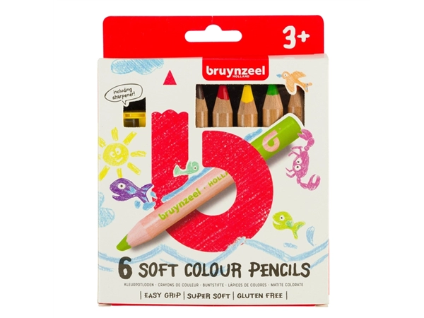 Een Kleurpotlood Bruynzeel Kids Soft set á 6 stuks assorti koop je bij MegaOffice