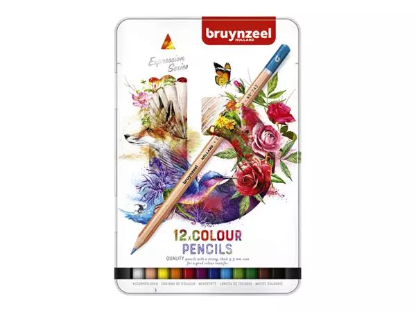 Een Kleurpotloden Bruynzeel Expression colour blik à 12 stuks assorti koop je bij Kantoorvakhandel van der Heijde