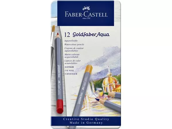 Een Kleurpotloden Faber-Castell Goldfaber aquarel assorti blik à 12 stuks koop je bij EconOffice