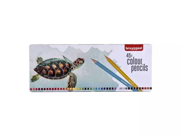 Kleurpotloden Bruynzeel schildpad blik à 45 stuks assorti