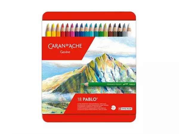 Een Kleurpotloden Caran d'Ache Pablo assorti blik à 18stuks koop je bij Van Leeuwen Boeken- en kantoorartikelen