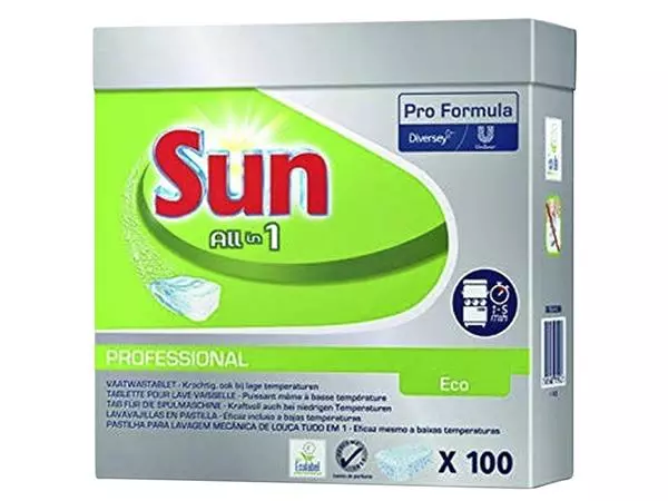Een Vaatwastabletten Sun All-in-one Eco 100 stuks koop je bij Totaal Kantoor Goeree