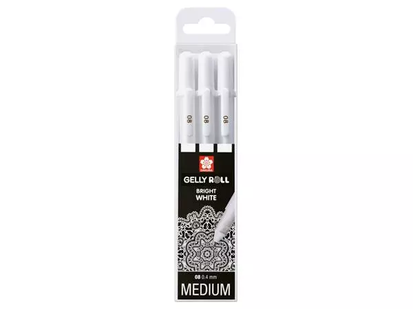 Een Gelschrijver Sakura Gelly Roll 08 medium 0.4mm set à 3 stuks wit koop je bij EconOffice