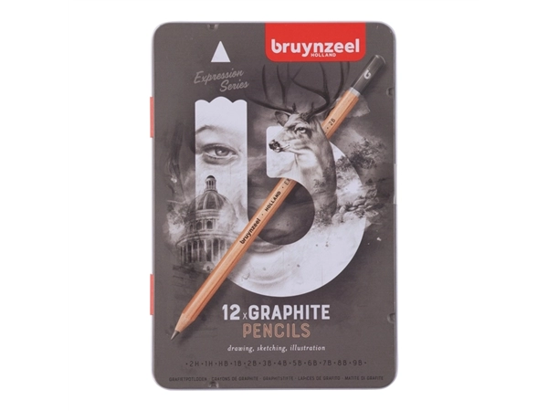 Een Grafietpotlood Bruynzeel Expression set á 12 breedtes grijs koop je bij Tonerinktshop