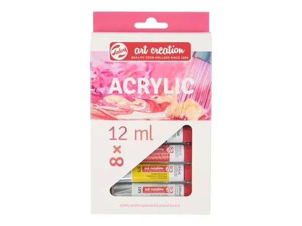 Een Acrylverf Talens Art Creation met stappenplan 12ml set à 8 kleuren koop je bij Klik Office BV