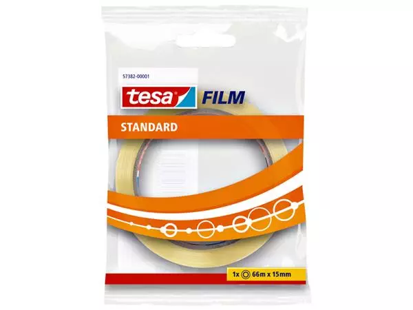 Een Plakband tesafilm® Standaard 66mx15mm transparant koop je bij Buro De Peuter