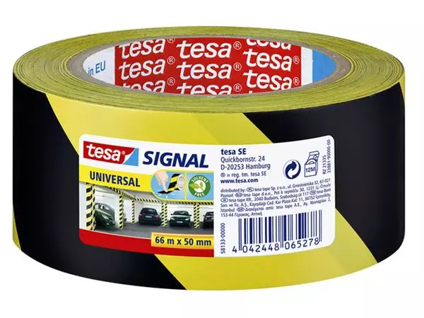 Waarschuwings- en markeringstape tesa® Signal Universal 66mx50mm geel/zwart