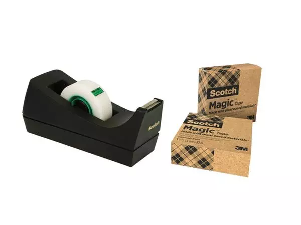 Een Plakbandhouder Scotch C38 recycled zwart + 3rol magic tape 900 19mmx33m koop je bij L&N Partners voor Partners B.V.