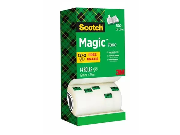 Een Plakband Scotch Magic 810 19mmx33m onzichtbaar mat 12+2 gratis koop je bij MV Kantoortechniek B.V.