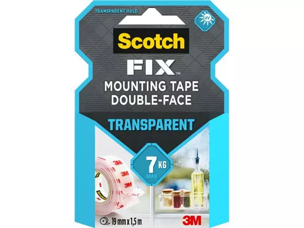 Een Dubbelzijdig plakband Scotch Transparant 19mmX1.5m koop je bij EconOffice