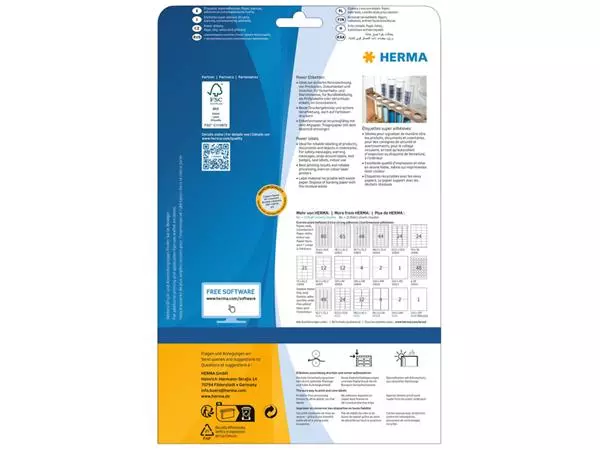 Een Etiket HERMA Power 10911 210x297mm wit 25stuks koop je bij Kantoorvakhandel van der Heijde
