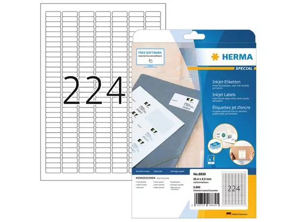 Etiket HERMA 8830 25.4x8.5mm mat wit 5600stuks