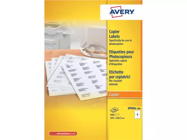 Een Etiket Avery DP004-100 105x149mm wit 400stuks koop je bij L&N Partners voor Partners B.V.