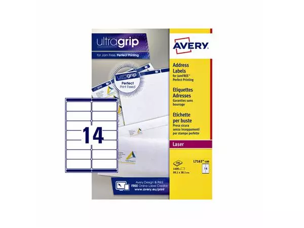 Een Etiket Avery L7163 99.1x38.1mm wit 1400stuks koop je bij Van Hoye Kantoor BV