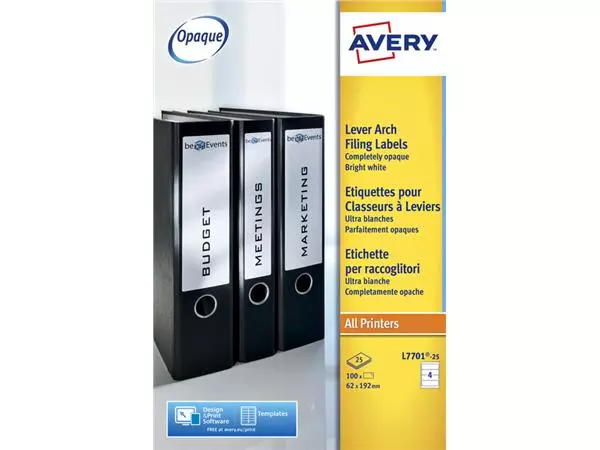 Een Rugetiket Avery breed 62x192mm zelfklevend wit 25 vel koop je bij Unimark Office B.V.