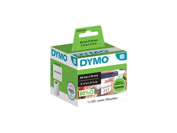 Een Etiket Dymo LabelWriter multifunctioneel 54x70mm 1 rol á 320 stuks wit koop je bij L&N Partners voor Partners B.V.