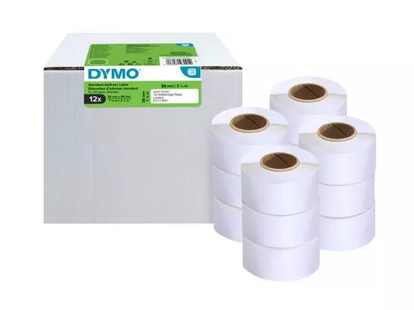 Een Etiket Dymo LabelWriter adressering 28x89mm 12 rollen á 130 stuks wit koop je bij EconOffice