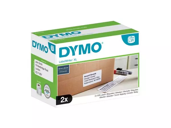 Een Etiket Dymo LabelWriter 5XL verzendlabel 59x102mm 2 rollen á 575 stuks wit koop je bij Van Leeuwen Boeken- en kantoorartikelen