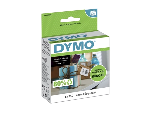 Etiket Dymo LabelWriter multifunctioneel 25x25mm 1 rol á 750 stuks wit