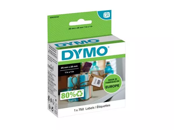 Etiket Dymo LabelWriter multifunctioneel 25x25mm 1 rol á 750 stuks wit