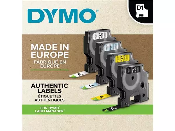 Een Labeltape Dymo LabelManager D1 polyester 19mm zwart op wit 10 stuks koop je bij Buro De Peuter