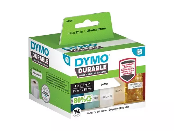 Een Etiket Dymo LabelWriter industrieel 25x89mm 2 rollen á 350 stuks wit koop je bij EconOffice
