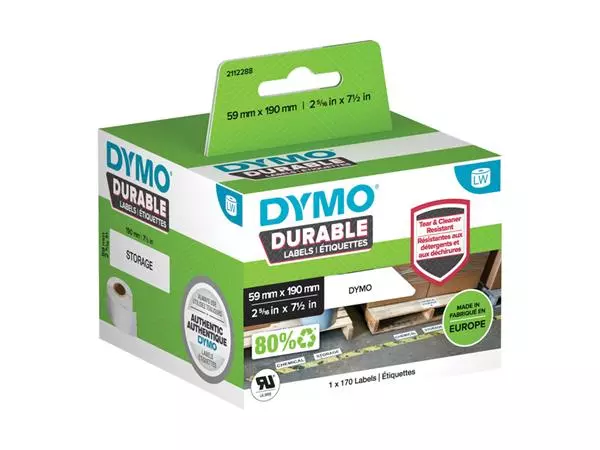 Een Etiket Dymo LabelWriter industrieel 59x190mm 1 rol á 170 stuks wit koop je bij EconOffice