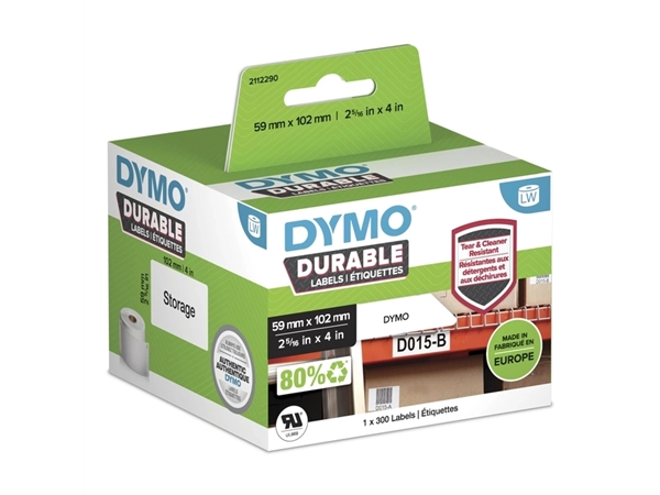 Etiket Dymo LabelWriter industrieel 59x102mm 1 rol á 300 stuks wit