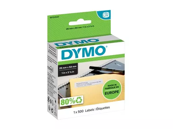 Een Etiket Dymo LabelWriter adressering 25x54mm 1 rol á 500 stuks wit koop je bij Kantoorvakhandel van der Heijde