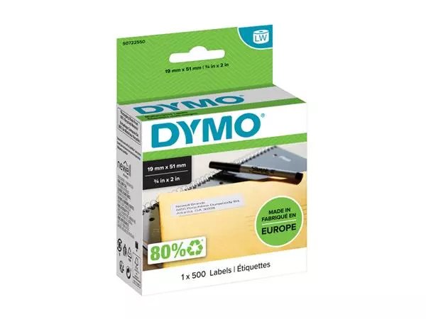 Een Etiket Dymo LabelWriter multifunctioneel 19x51mm 1 rol á 500 stuks wit koop je bij L&N Partners voor Partners B.V.