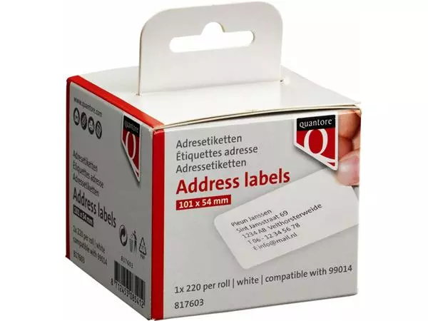 Een Labeletiket Quantore 99014 54x101mm badge wit koop je bij EconOffice