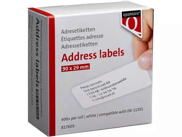 Een Labeletiket Quantore DK-11201 29x90mm adres wit koop je bij Van Hoye Kantoor BV