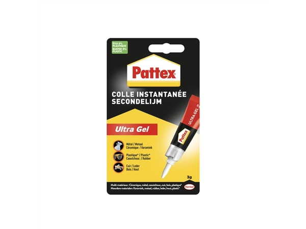 Een Secondelijm Pattex Ultra GEL tube 3 gram op blister koop je bij KantoorProfi België BV