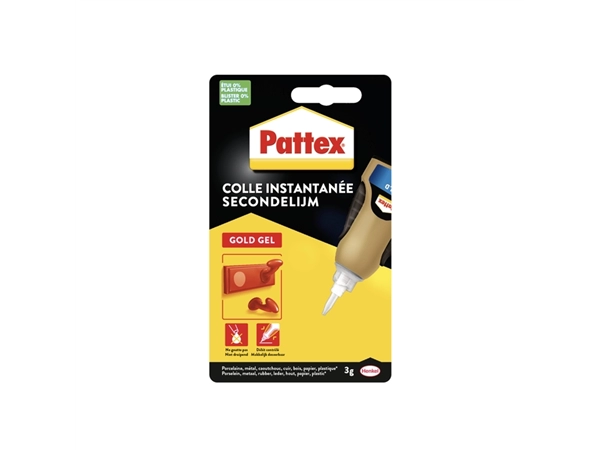 Een Secondelijm Pattex Gold GEL tube 3 gram op blister koop je bij Van Hoye Kantoor BV