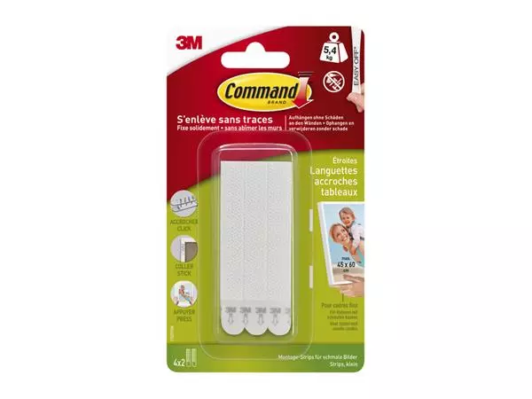 Een Bevestigingsstrip Command klik vast smal 5,4kg wit koop je bij NiceSupplies.nl