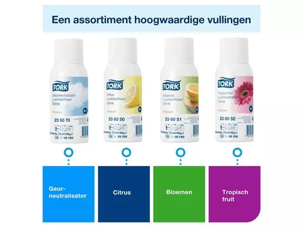 Een Luchtverfrisser Tork A1 Premium spray citrus 236050 koop je bij Buro De Peuter