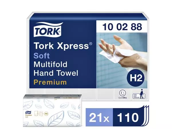 Een Handdoek Tork H2 multifold Premium kwaliteit 2 laags wit 100288 koop je bij Totaal Kantoor Goeree